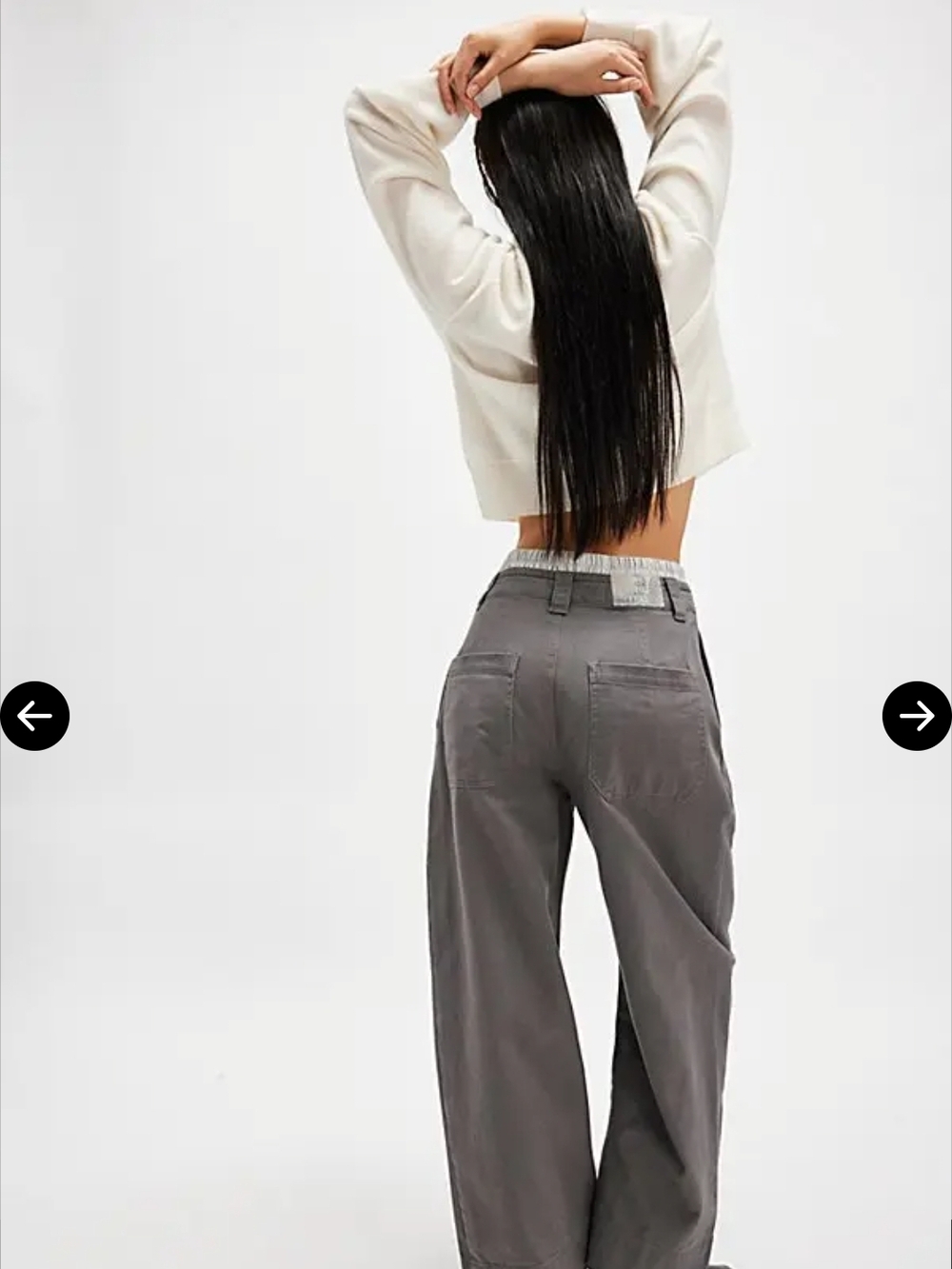 We The Free  Good Sport Trousers Size 4 Gray Wide-Leg Drawstring Trousers. - Picture 2 of 7